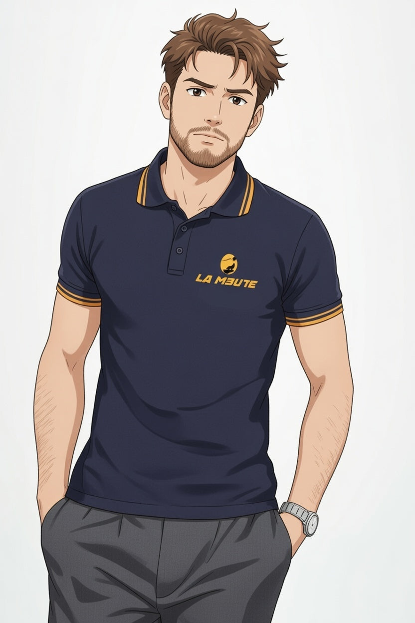 Polo homme manches courtes et col rayé
